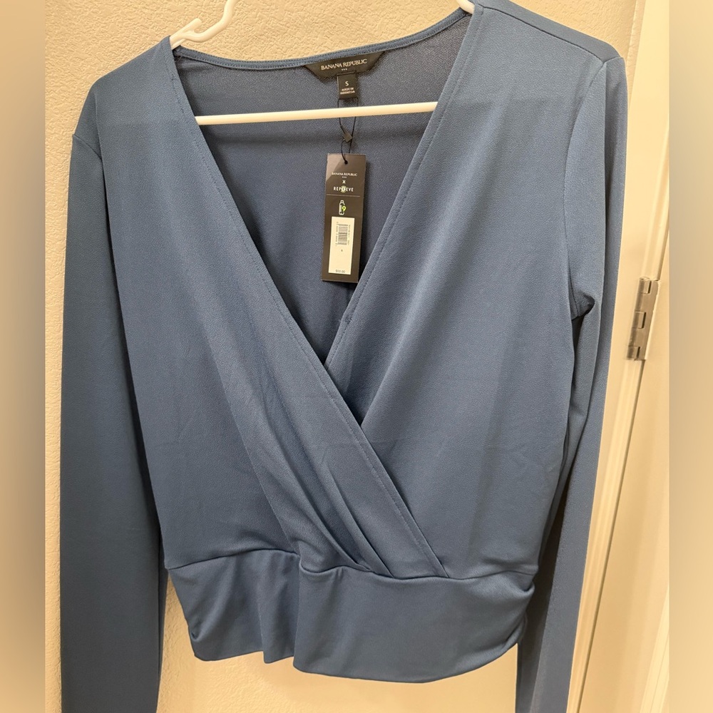Banana Republic Slate Blue Wrap Blouse